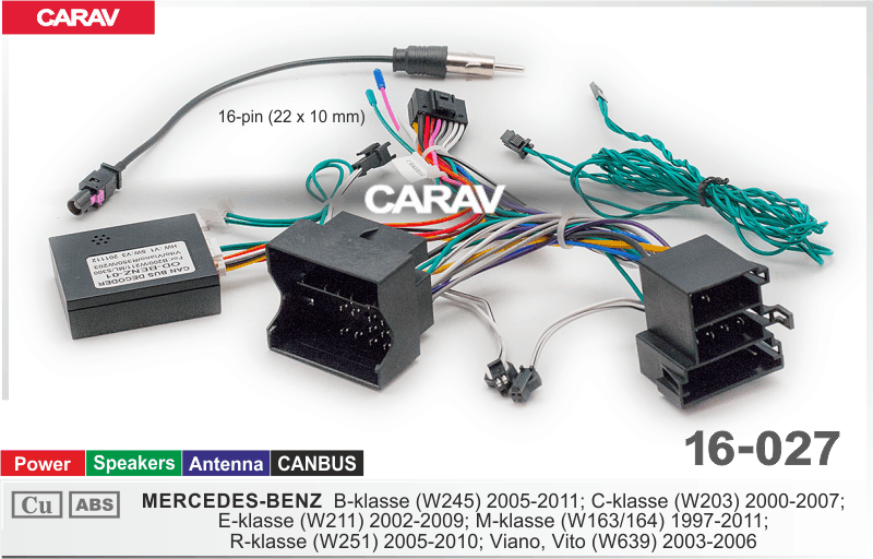 Комплект проводов для установки ANDROID CARAV 16-027 MERCEDES-BENZ (основ, антен, руль, CANBUS)