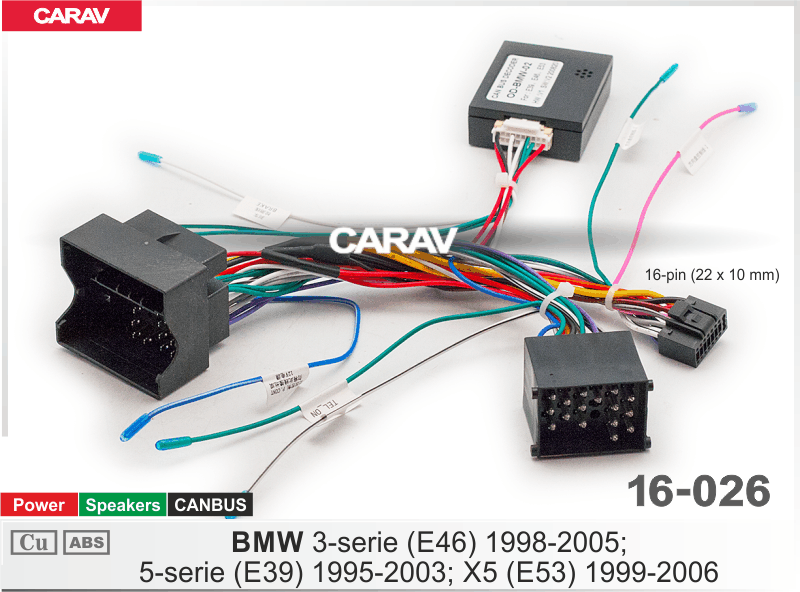 Комплект проводов для установки ANDROID CARAV 16-026 BMW (E46, E39, E53) (основ, CAN)