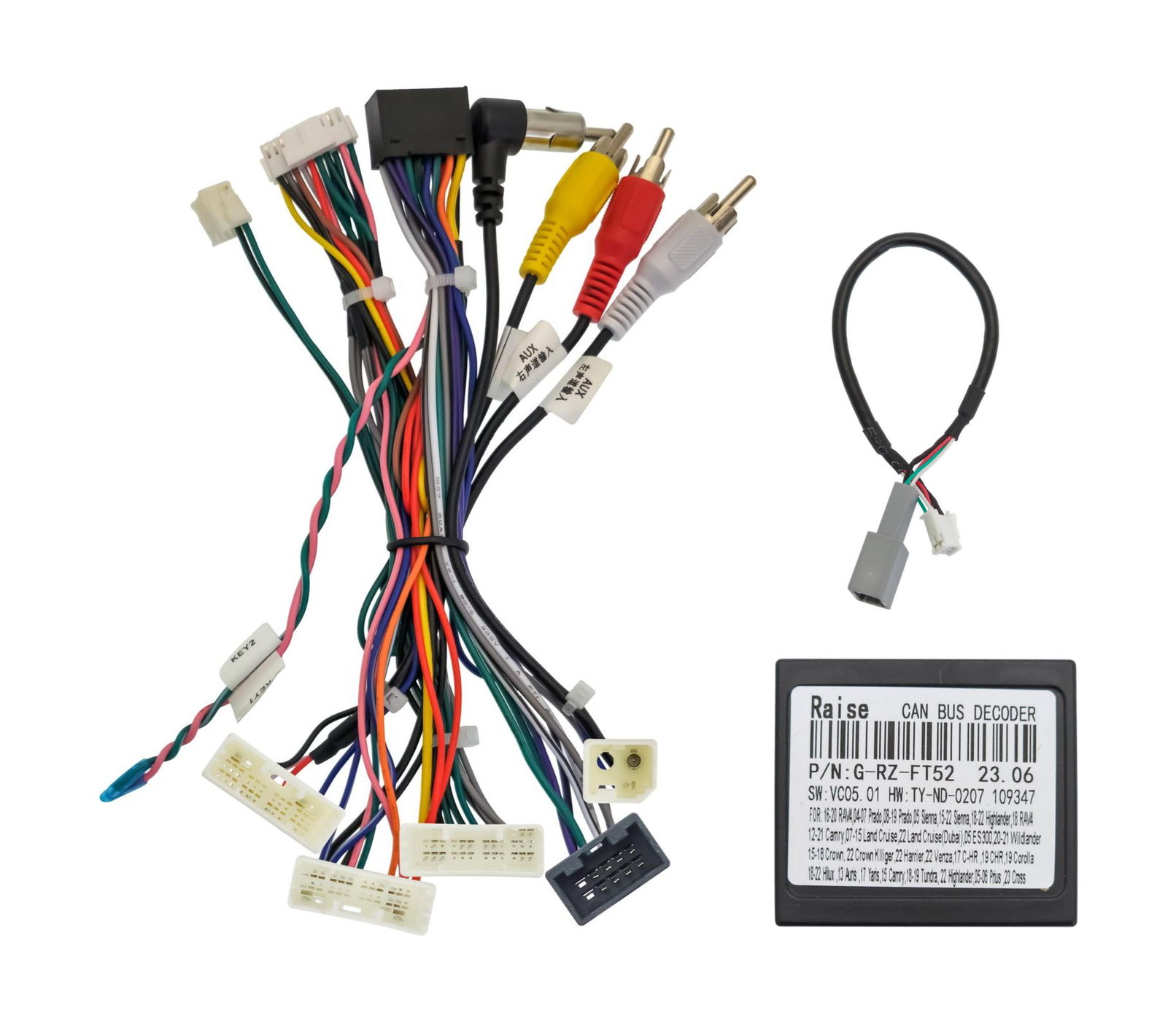 Комплект проводов для установки ANDROID Ksize WS-MTTY51 Toyota 2022+ (осн, ант, руль, CAN, CAM, AMP)